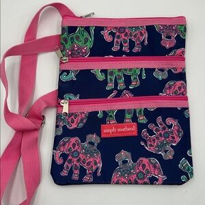 Simply Southern Navy and Pink Elephant Crossbody Bag